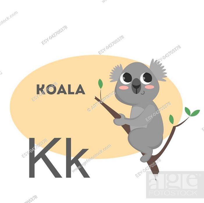 Koala on alphabet. Letter K with funny animal, Stock Vector, Vector And Low  Budget Royalty Free Image. Pic. ESY-042705378 | agefotostock