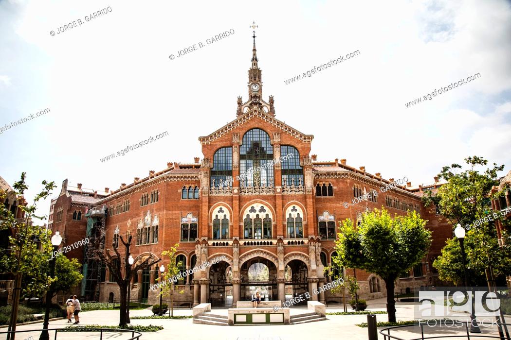Stock Photo: Hospital of the Holy Cross and Saint Paul, (Hospital de la Santa Creu i de Sant Pau), Barcelona, Catalonia, Spain, .