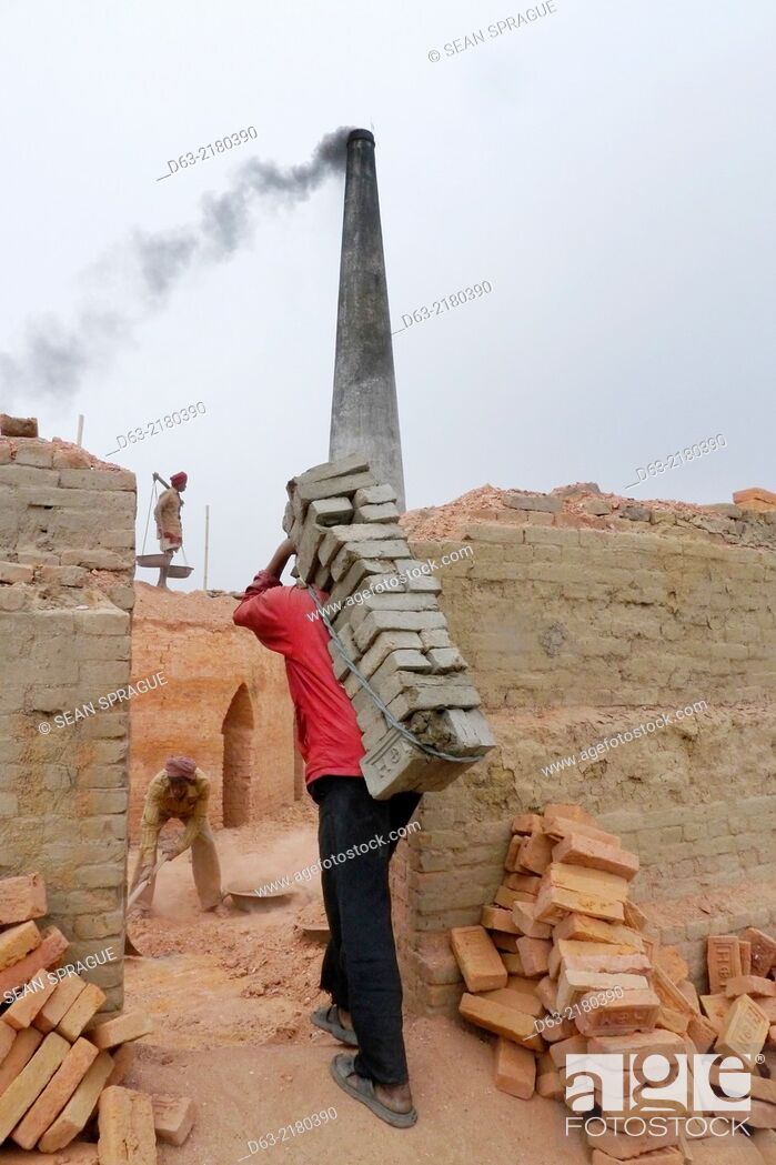 Stock Photo: Nepal. Brickmakers at Godavari, Kathmandu Valley.