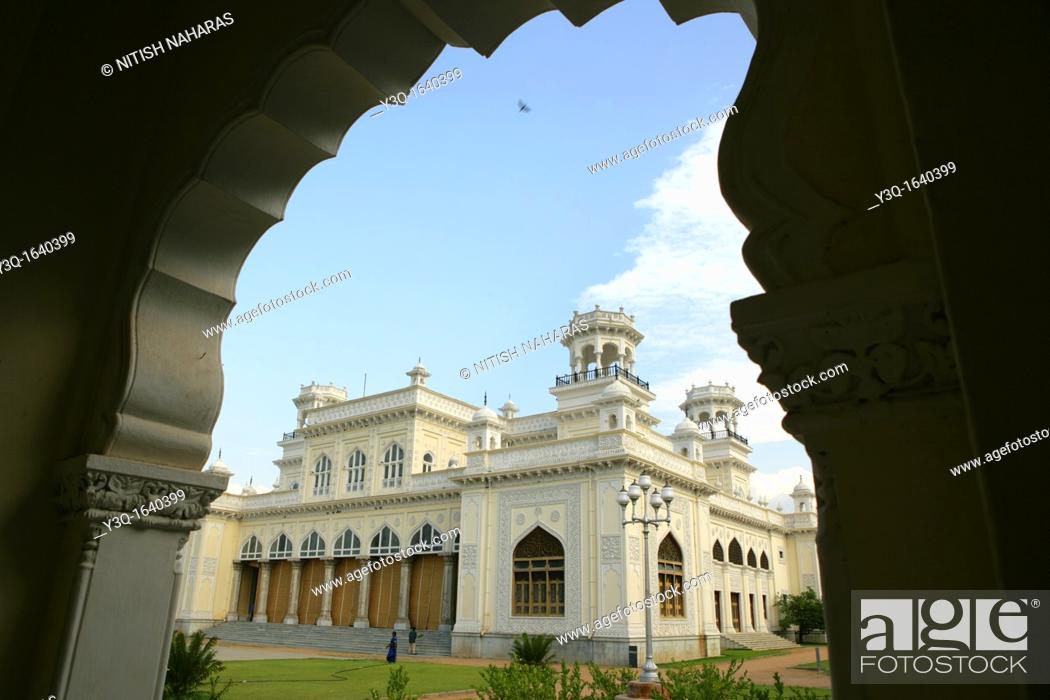 Stock Photo: Nizam family ruled Hyderabad for around 300 years from the 1700's and were famous for their wealth, diamonds, gems, and art and architecture  Khilwat Mubarak is.