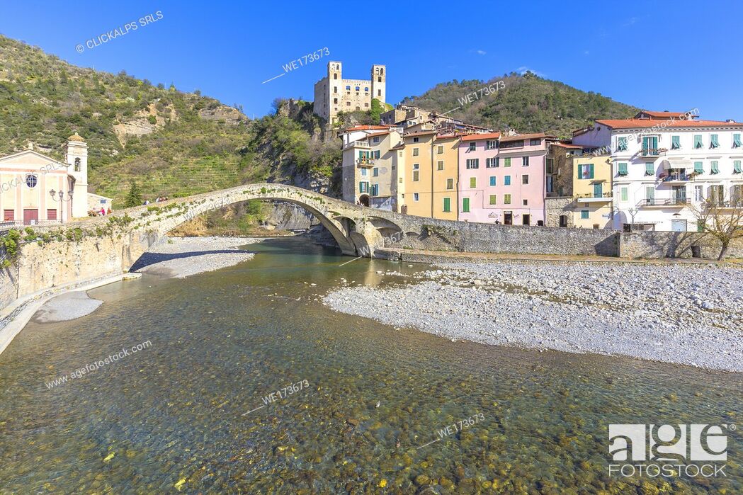 Stock Photo: Village of Dolceacqua, Province of Imperia, Liguria, Italy, Europe.