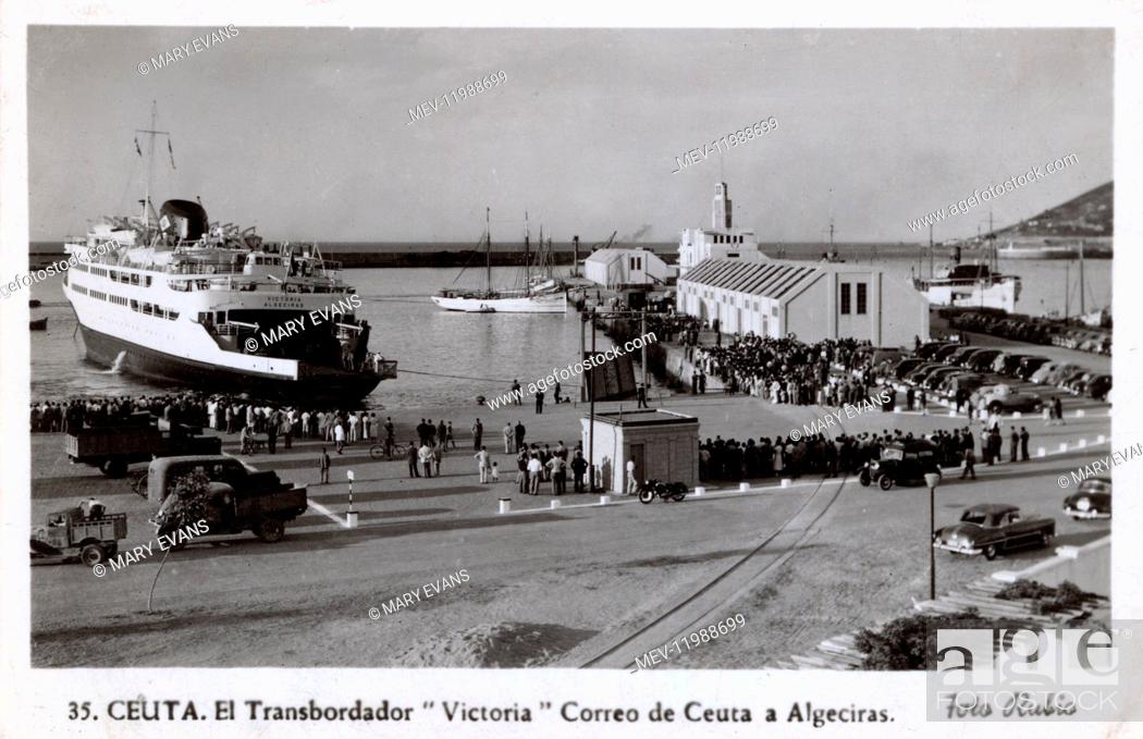 Stock Photo: Mailboat ferry Victoria at Ceuta (operating between Ceuta and Algeciras), Spanish city in Morocco, North Africa.