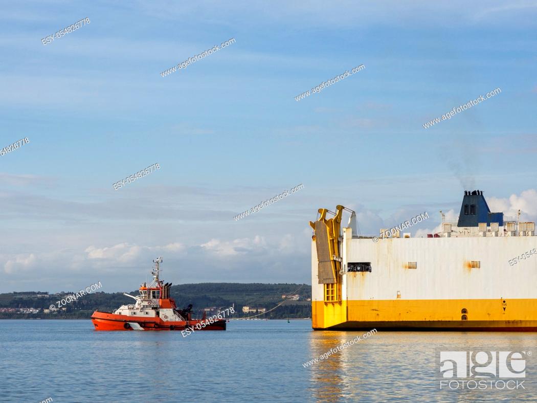Stock Photo: Containership tossed out of port.
