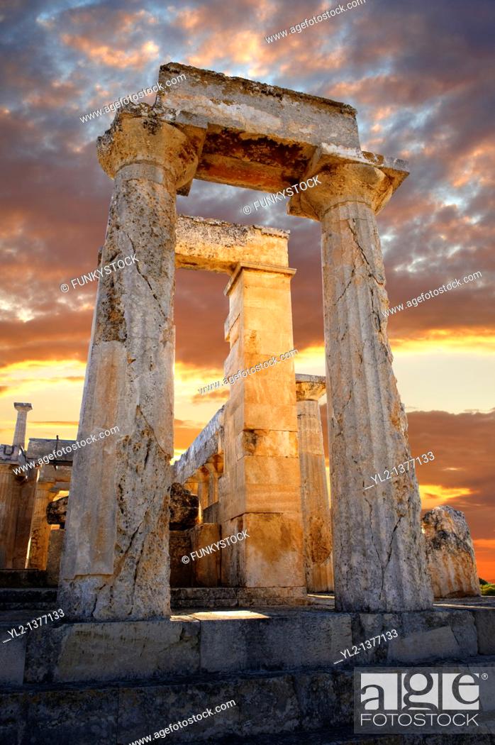 Stock Photo: The Greek Doric Temple of Aphaia 500BC  Aegina, Greek Saronic Islands.