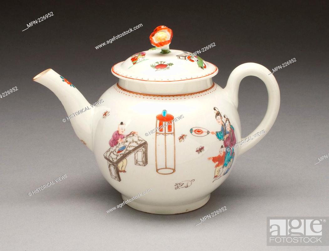 Stock Photo: Teapot - About 1760 - Worcester Porcelain Factory Worcester, England, founded 1751 - Artist: Worcester Royal Porcelain Company, Origin: Worcester.