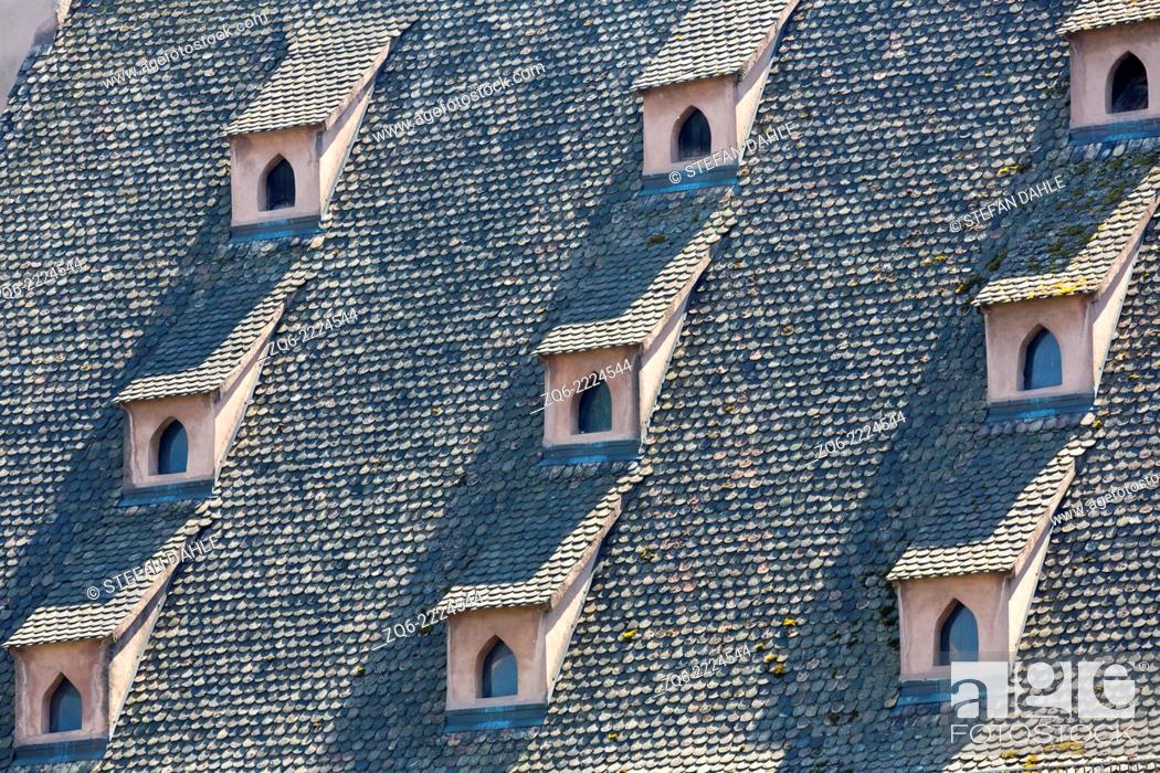 Stock Photo: Roof Windows in the Old Town Petite France in Strasbourg, France.