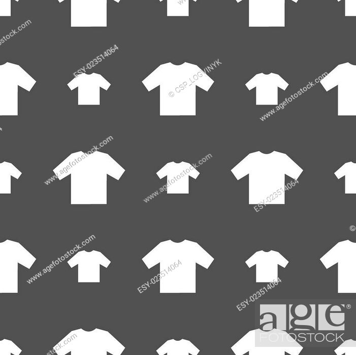 Stock Photo: t-shirt icon sign. Seamless pattern on a gray background. Vector.