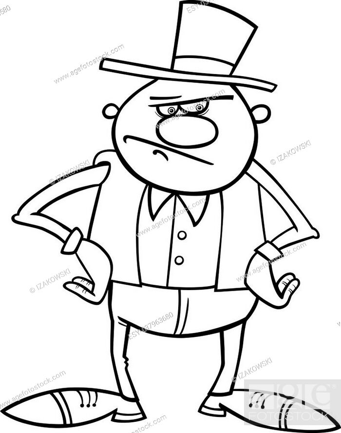 Black and White Cartoon Illustration of Old Farmer or Cowboy in the Hat for  Coloring Book, Stock Vector, Vector And Low Budget Royalty Free Image. Pic.  ESY-037963680 | agefotostock