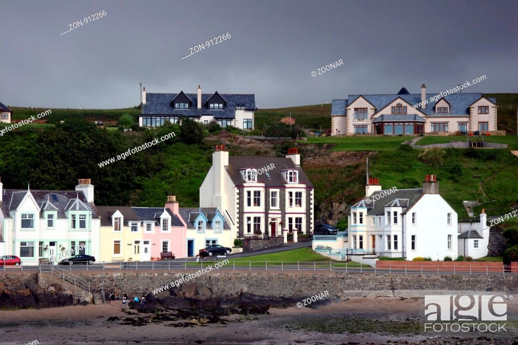 Stock Photo: Harbourside houses in the picturesque fishing village of Portpatrick in Dumfries and Galloway.