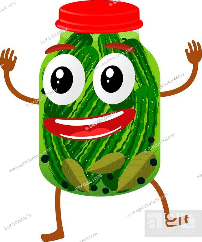 Funny pickles glass jar character, cartoon vector illustration isolated on  white background, Stock Vector, Vector And Low Budget Royalty Free Image.  Pic. ESY-040644679 | agefotostock