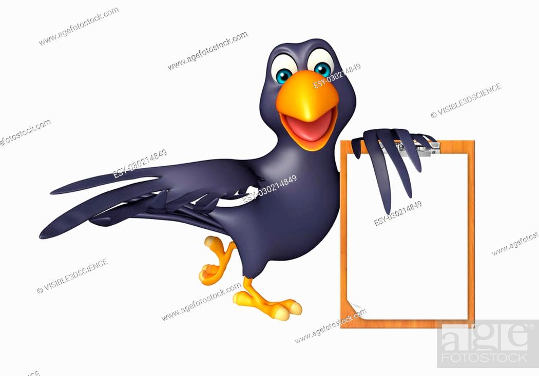 3d rendered illustration of Crow cartoon character with exam pad, Stock  Photo, Picture And Low Budget Royalty Free Image. Pic. ESY-030214849 |  agefotostock