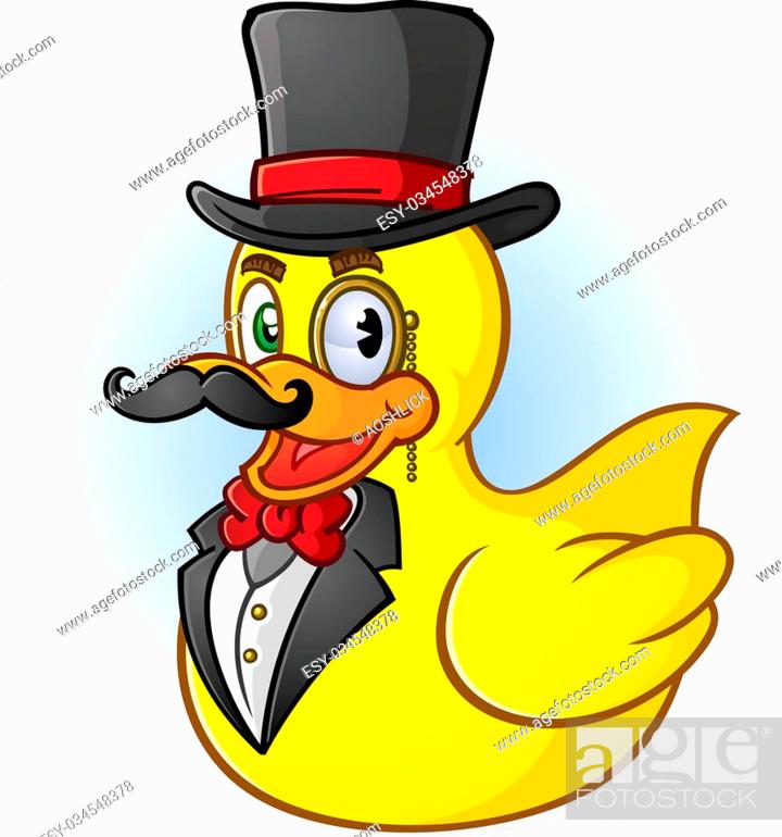 a rich gentleman rubber duck cartoon character with a handlebar mustache,  bow tie and top hat, Stock Vector, Vector And Low Budget Royalty Free  Image. Pic. ESY-034548378 | agefotostock