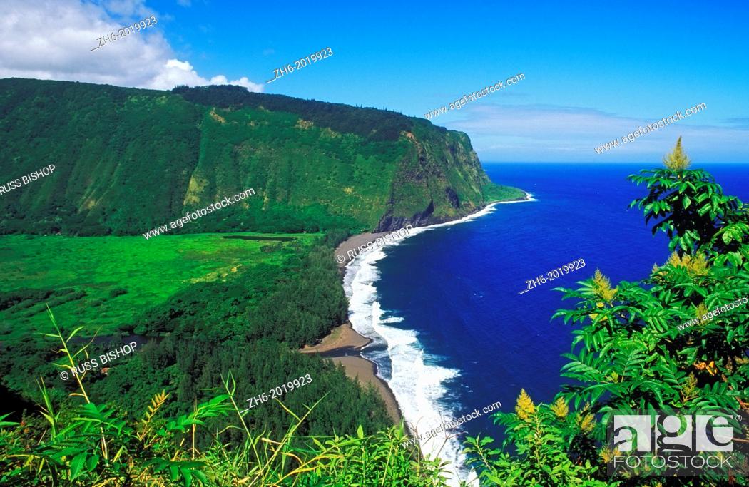 Stock Photo: Waipi'o Valley and beach, Hamakua Coast, The Big Island, Hawaii USA.