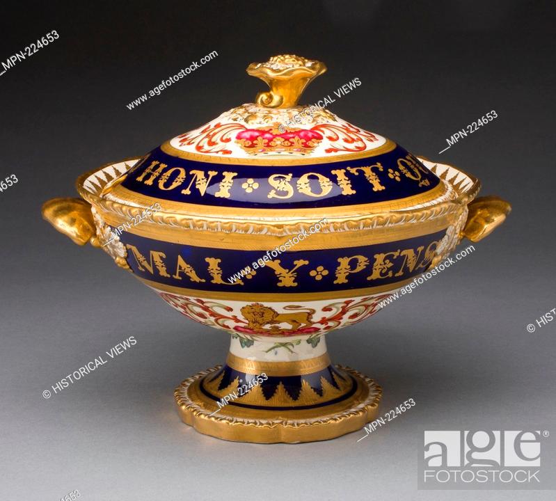 Stock Photo: Covered Cream Bowl - About 1820 - Worcester Porcelain Factory (Flight, Barr & Barr Period) English, founded 1751 Retailed by Mortlock China Co.