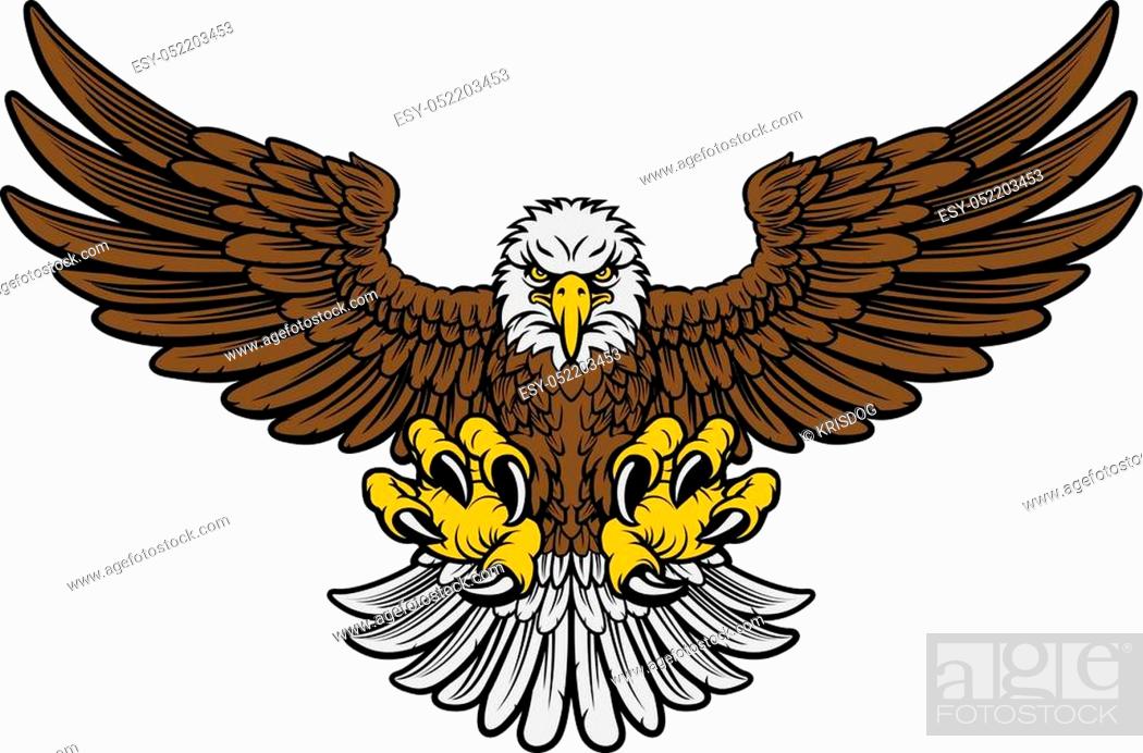 Cartoon bald American eagle mascot swooping with claws out and wings  outstretched, Stock Vector, Vector And Low Budget Royalty Free Image. Pic.  ESY-052203453 | agefotostock
