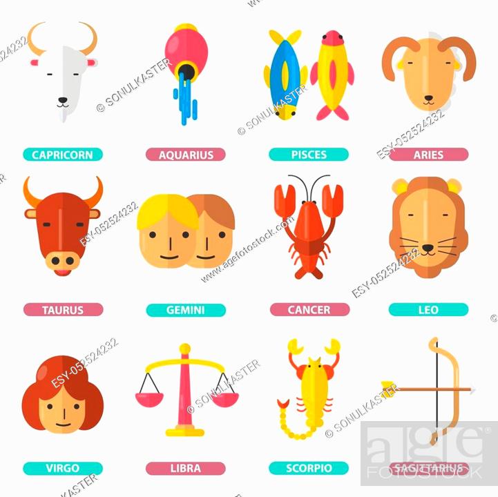 Zodiac signs horoscope poster of twelve astrological horoscope symbols with  names, Stock Vector, Vector And Low Budget Royalty Free Image. Pic.  ESY-052524232 | agefotostock