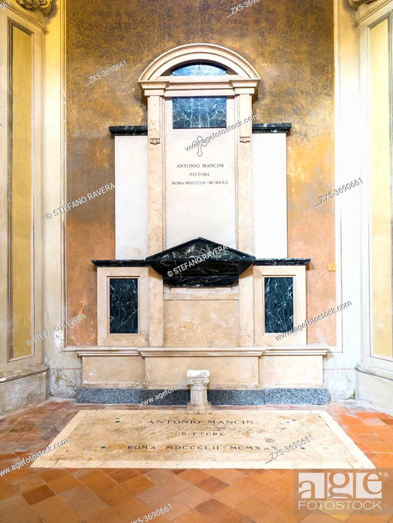 Stock Photo: Funerary monument of painter Mancini in the Basilica of Saints Bonifacio and Alexis on the Aventine hill - Rome, Italy.