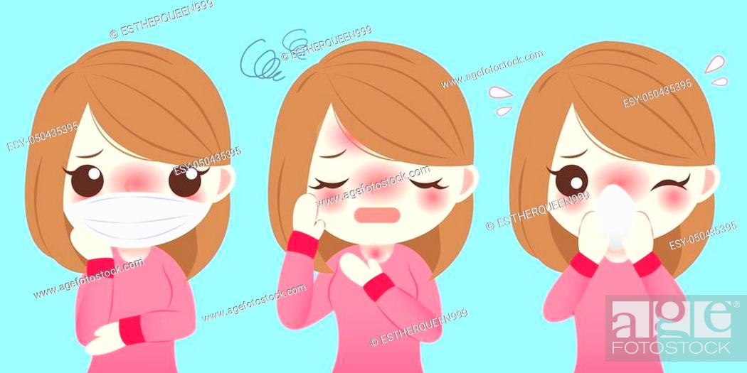 cute cartoon girl get cold and feel uncomfortable, Stock Vector, Vector And  Low Budget Royalty Free Image. Pic. ESY-050435395 | agefotostock