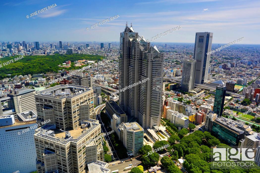 Stock Photo: Japan, Tokyo City, Shinjuku District, Park Tower and Tokyo Opera City.