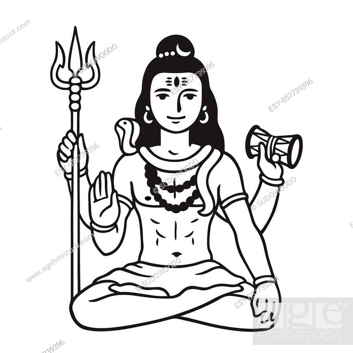 Lord Shiva sitting in lotus pose, black and white drawing in cartoon comic  style, Stock Vector, Vector And Low Budget Royalty Free Image. Pic.  ESY-057739396 | agefotostock