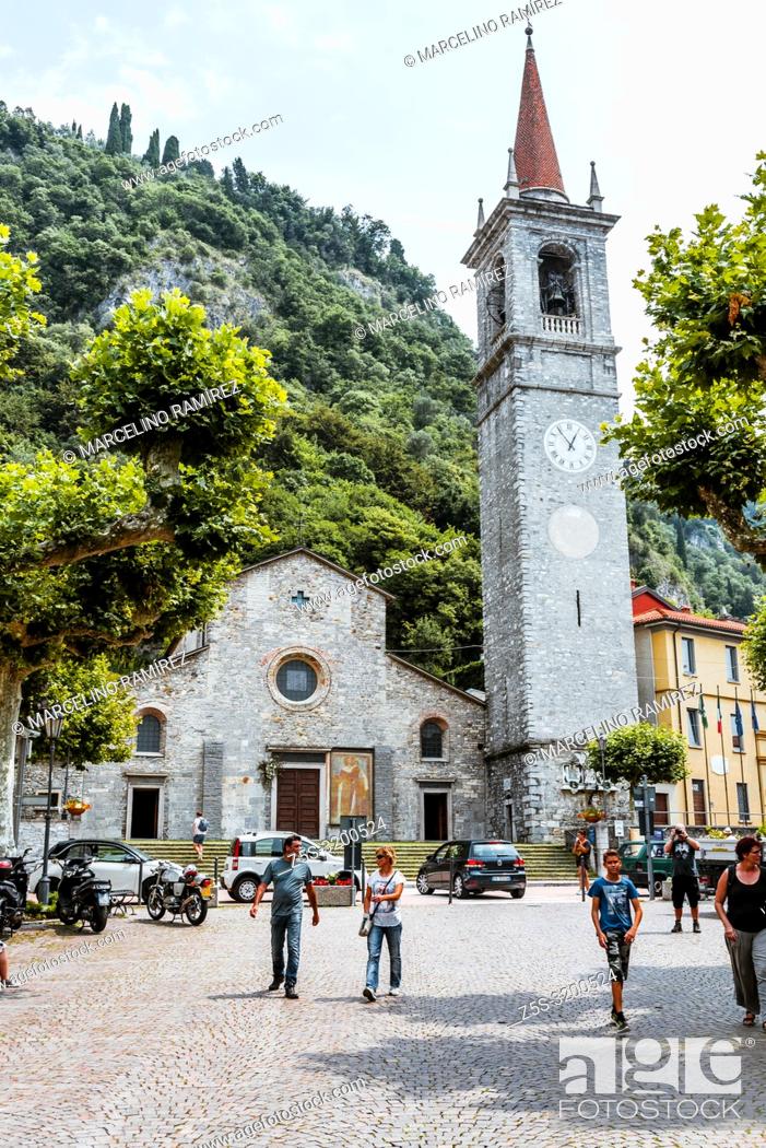 Stock Photo: Consecrated on 1313, the parish church of San Giorgio is a small masterpiece of the 14th century Lombardy architecture. Varenna, Province of Lecco, Lombardy.
