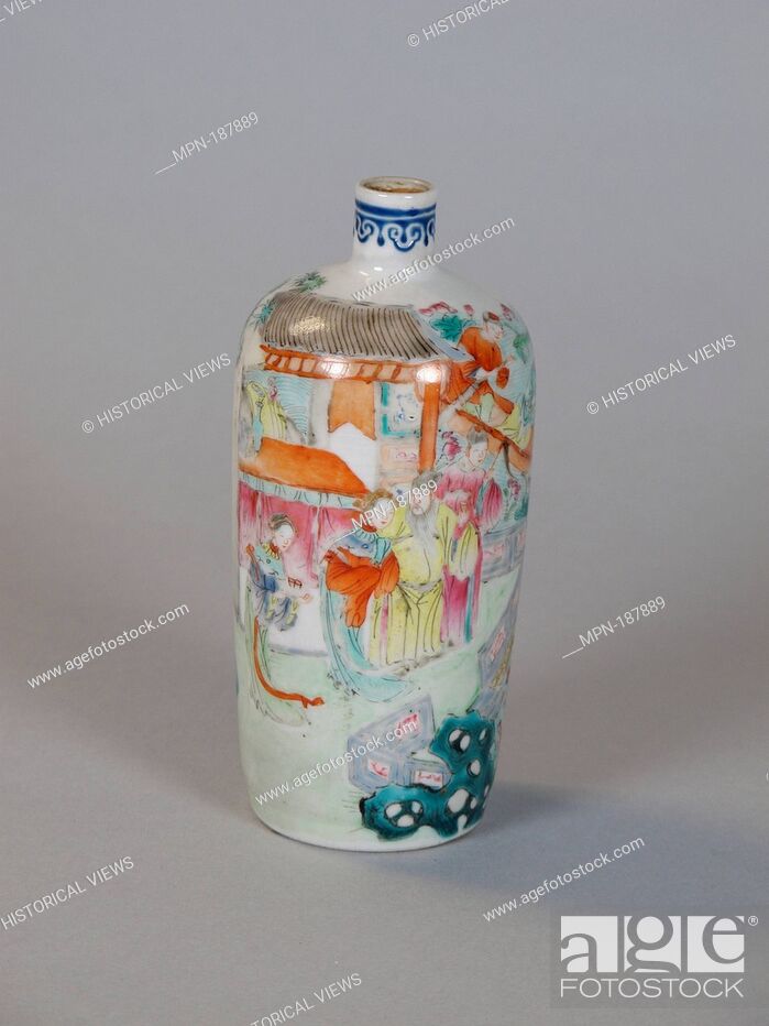 Stock Photo: Bottle. Period: Qing dynasty (1644-1911); Date: late 18th-first half of the 19th century; Culture: China; Medium: Porcelain painted in overglaze polychrome.