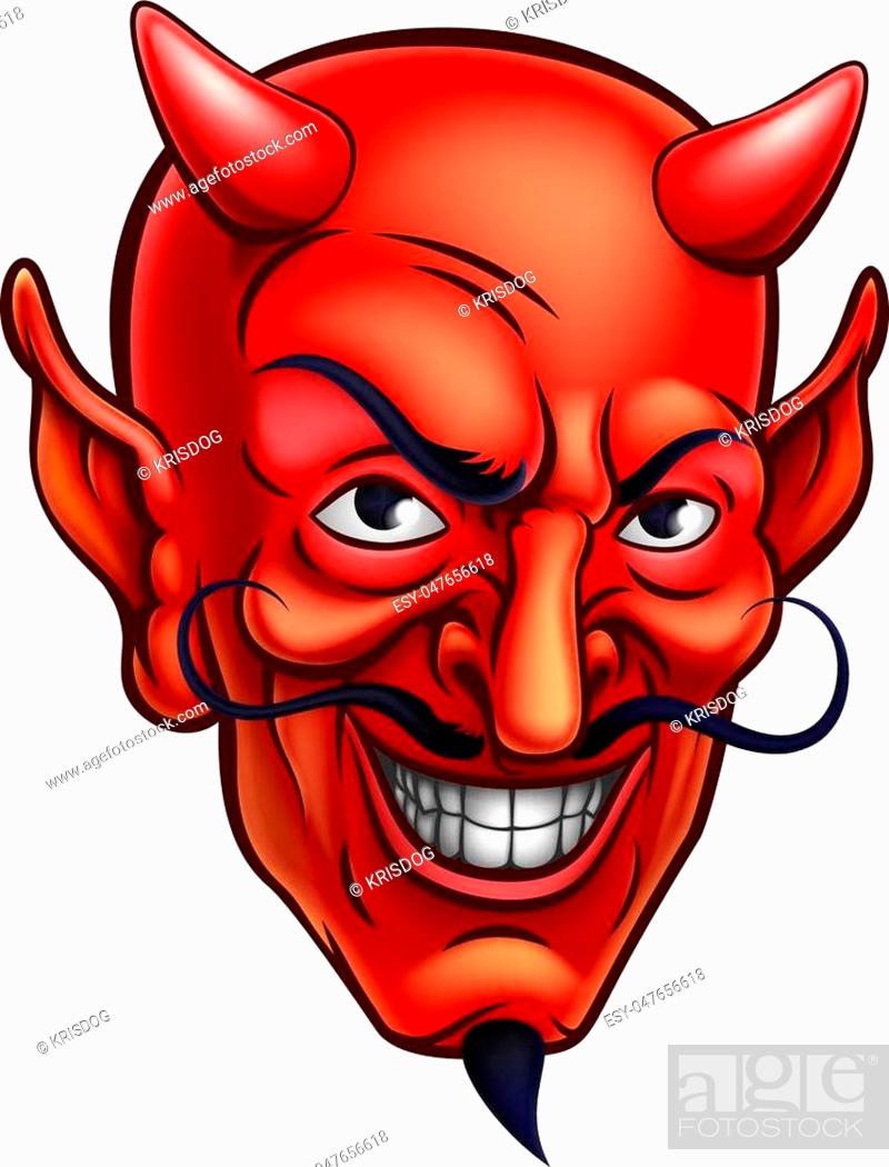 Cartoon red devil satan or Lucifer demon face with horns and a goatee beard,  Stock Vector, Vector And Low Budget Royalty Free Image. Pic. ESY-047656618  | agefotostock