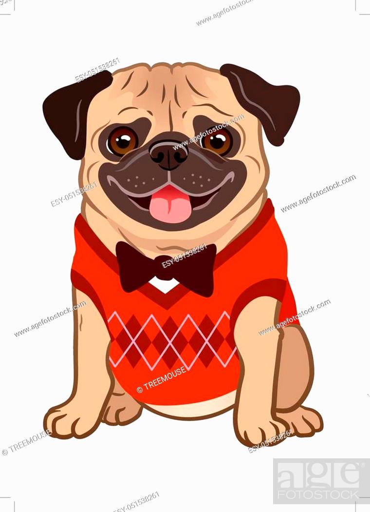 Pug dog cartoon illustration. Cute friendly fat chubby fawn sitting pug  puppy, Stock Vector, Vector And Low Budget Royalty Free Image. Pic.  ESY-051538261 | agefotostock
