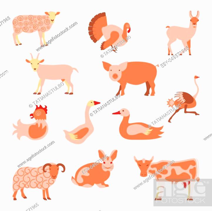 Set farm animals icon in modern flat design. Perfect organic farm products  banner or flyer, Stock Vector, Vector And Low Budget Royalty Free Image.  Pic. ESY-049571965 | agefotostock