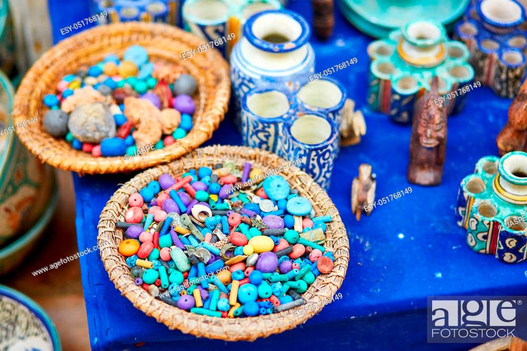 Stock Photo: Colorful bijouterie on a traditional market of Essaouira, Morocco.