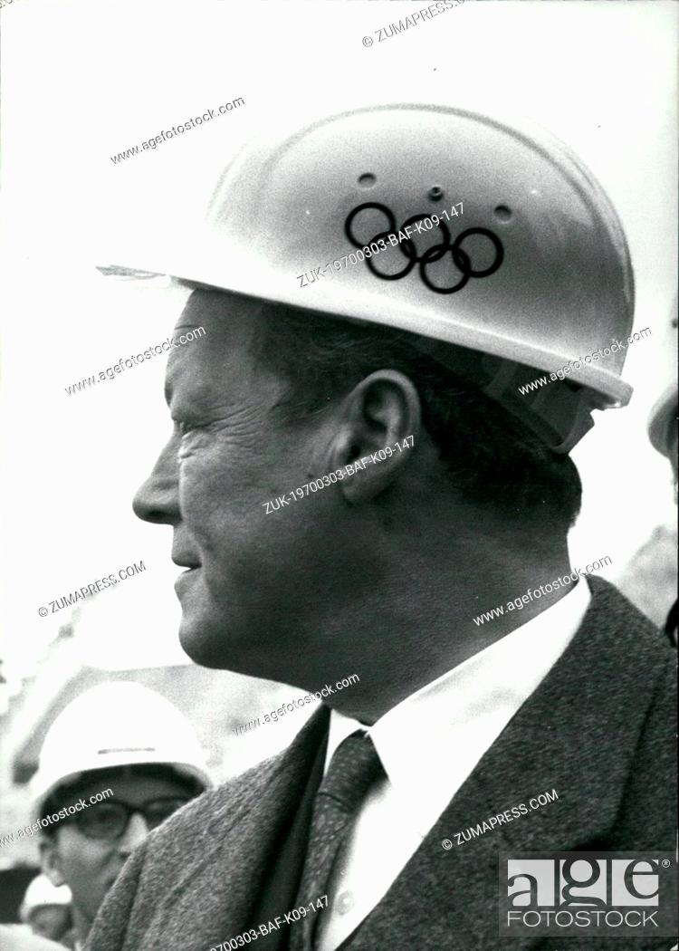 Stock Photo: Mar. 03, 1970 - Willy Brandt.: The Chancellor of the federal Republic of Germany arrived in the Olympic Town of 1972, Munich.