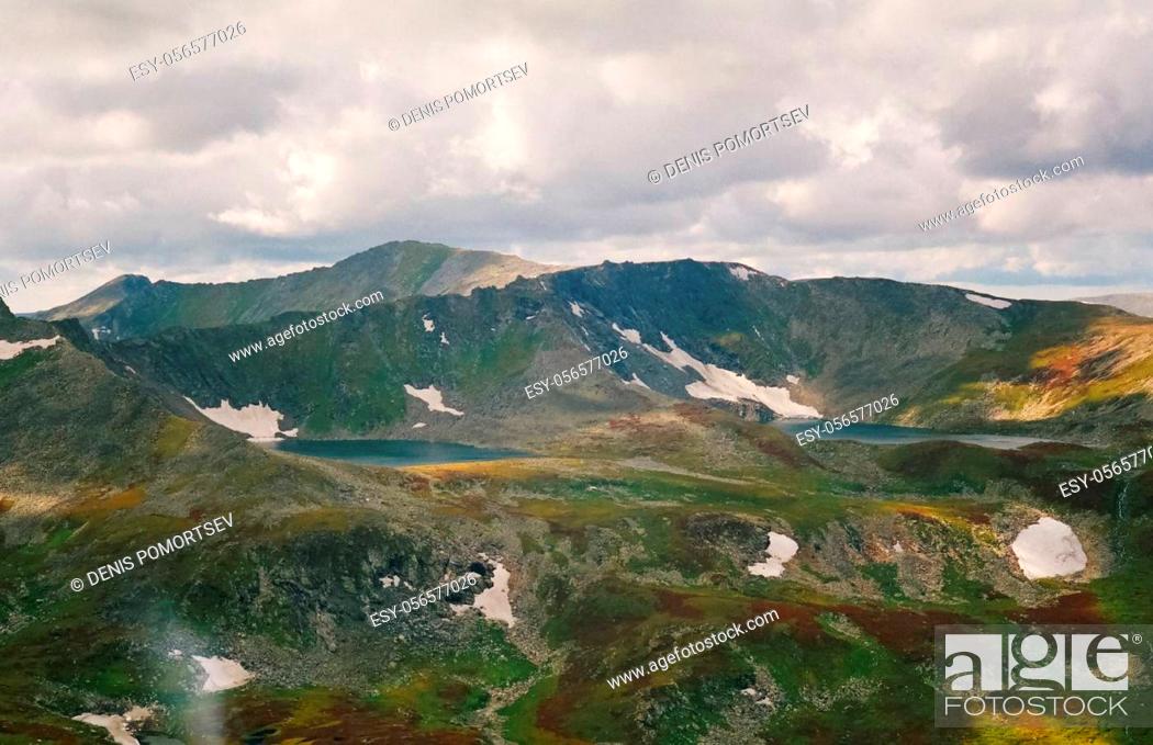 Stock Photo: Nature is altai in spring. Melted snow in the mountains.