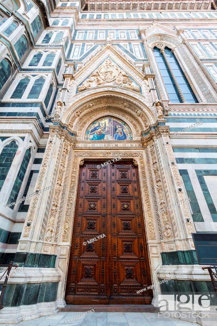Stock Photo: vintage door to Basilica of Santa Maria Novella, Italy, Florence.