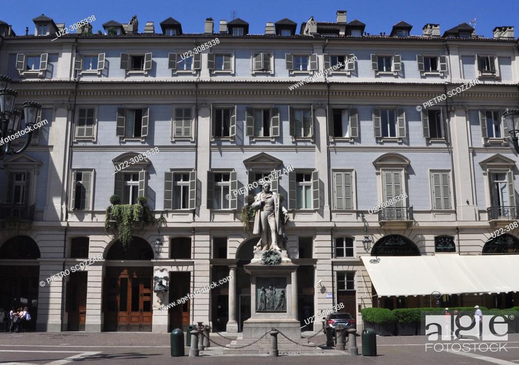 Stock Photo: Turin, Italy: Teatro Carignano, with the Ristorante del Cambio on the right.