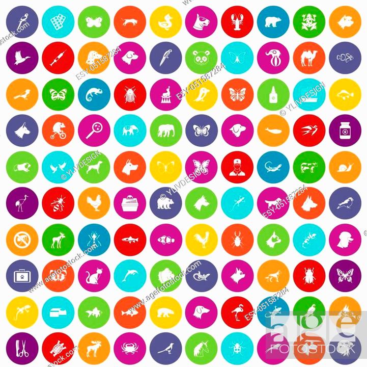 100 animals icons set in different colors circle isolated illustration,  Stock Photo, Picture And Low Budget Royalty Free Image. Pic. ESY-051587284  | agefotostock