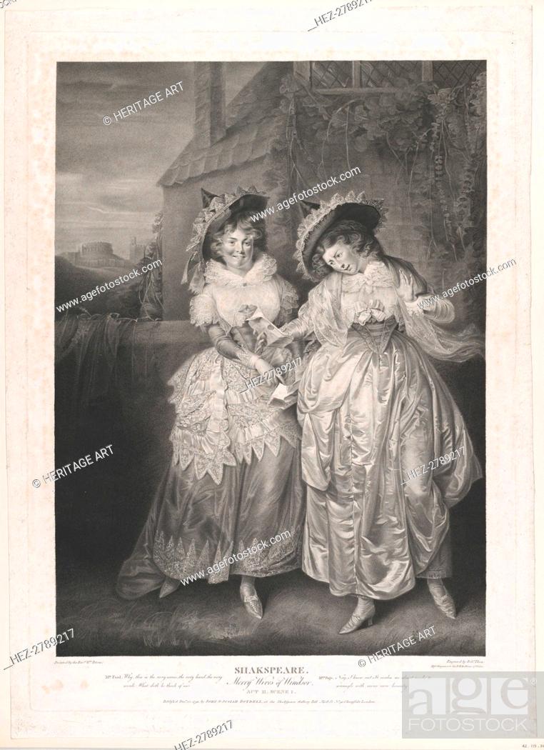 Stock Photo: Mrs. Ford and Mrs Page (Shakespeare, Merry Wives of Windsor, Act 2, Scene 1), 1793. Creator: Robert Thew.