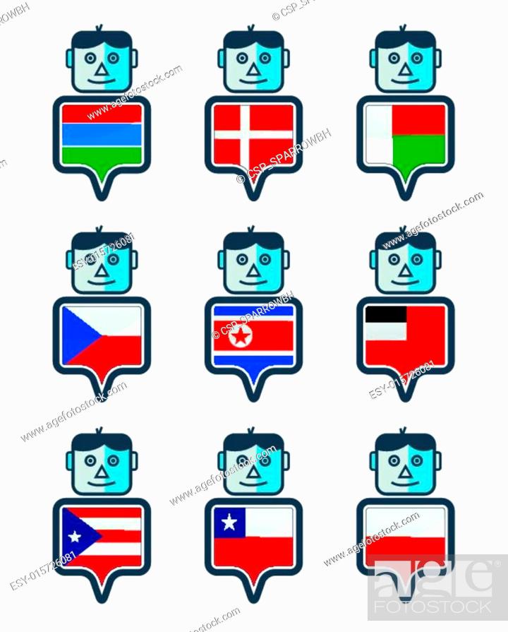 Stock Vector: Set of Map flag icon, Mr. icon.