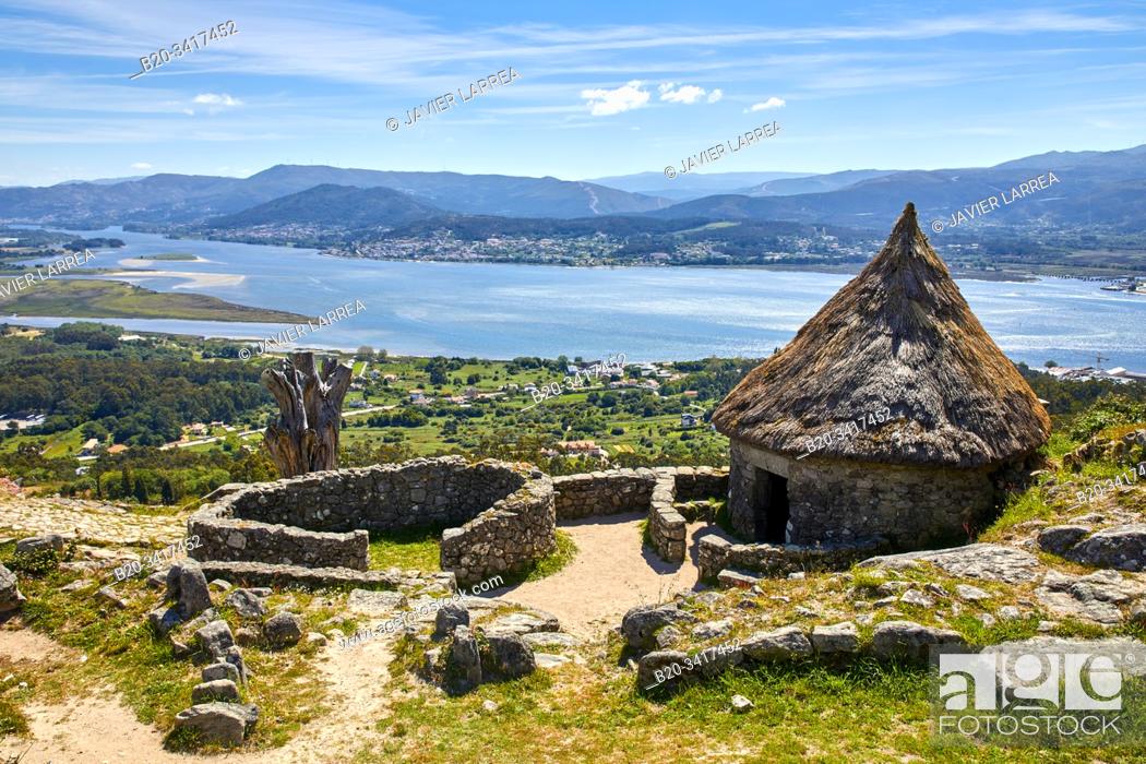 Stock Photo: Celtic village, Santa Tecla mountain, Castro of Santa Trega, A Guarda, Pontevedra, Galicia, Spain.