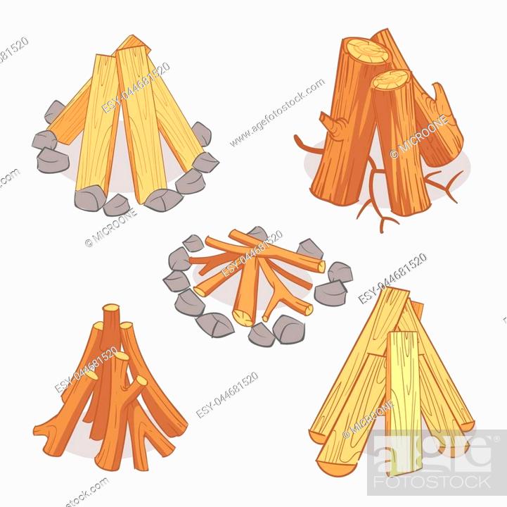Wood stacks and hardwood firewood, wooden logs cartoon vector set, Stock  Vector, Vector And Low Budget Royalty Free Image. Pic. ESY-044681520 |  agefotostock