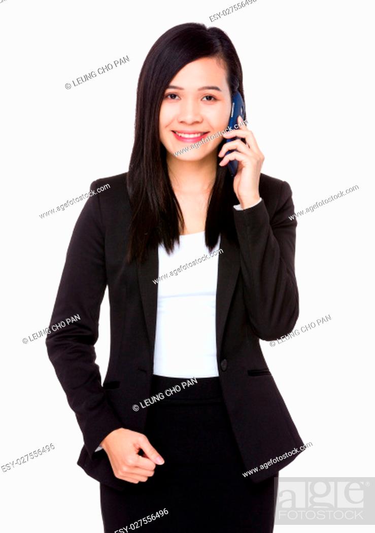 Stock Photo: Asian Businesswoman chat on mobile phone.