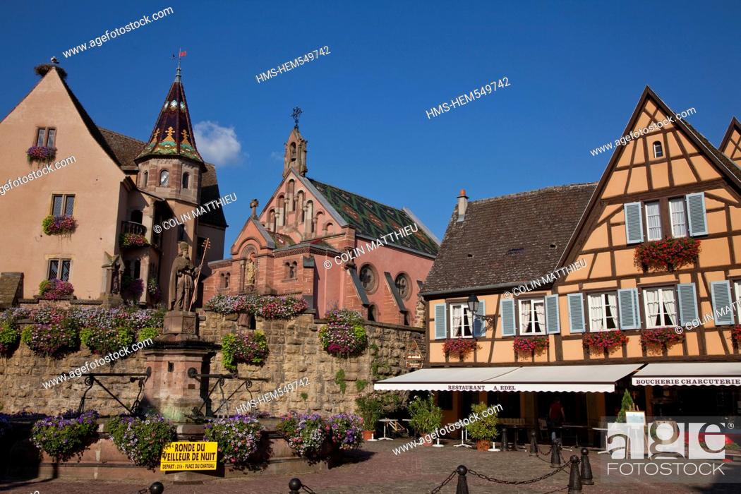 Stock Photo: France, Haut Rhin, Eguisheim, labelled The Most Beautiful Villages of France, on the Alsace Wine Route.