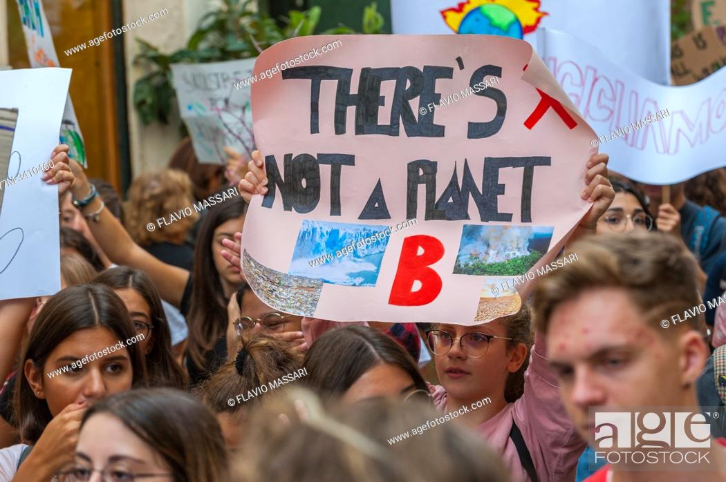 Stock Photo: School strike for climate, Lecce 27 september 2019.