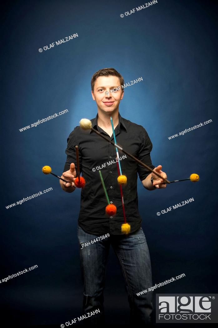 Stock Photo: A file picture shows Austrian drummer and percussionist Martin Grubinger posing on the grounds of the 'Kunstwerk Carlshuette' (lit.