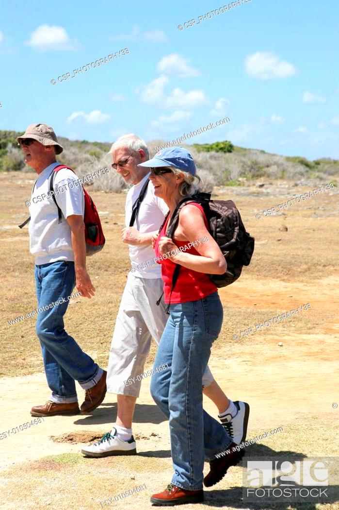 Stock Photo: Middle-aged hikers.
