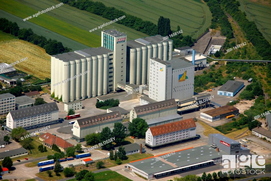Aerial view, ergewa plant, Deuka factory, animal food silo, cooperative,  Erfurt, Thuringia, Germany, Stock Photo, Picture And Rights Managed Image.  Pic. IBR-1658162 | agefotostock