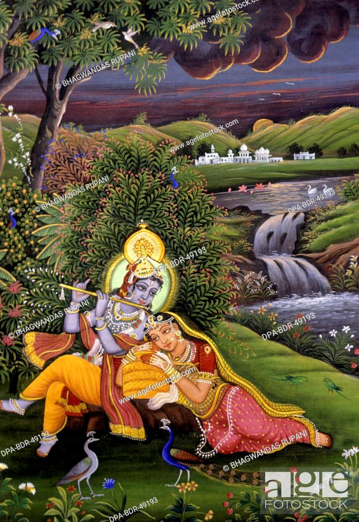 Radha Krishna Miniature Painting, Stock Photo, Picture And R