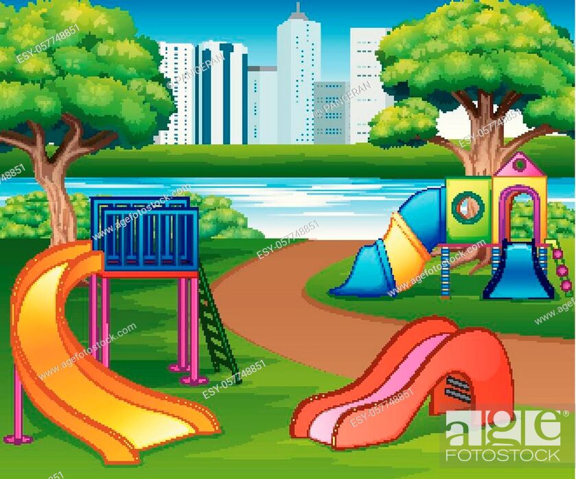 Cartoon urban park kids playground in the nature background, Stock Vector,  Vector And Low Budget Royalty Free Image. Pic. ESY-057748851 | agefotostock