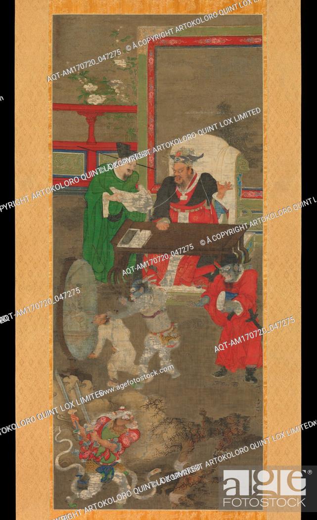 Photo de stock: å—å®‹ é‡‘è™•å£« åçŽ‹åœ– è»¸, Ten Kings of Hell, Song dynasty (960â€“1279), before 1195, China, One of five of a set of ten hanging scrolls; ink and color on.
