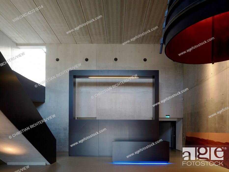 Stock Photo: Reception and foyer in visitor centre. German Aerospace Centre (DLR), Bremen, Germany. Architect: Kister Scheithauer Gross, 2012.
