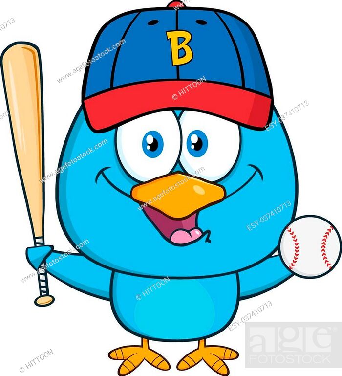 Happy Blue Bird Cartoon Character Swinging A Baseball Bat And Ball, Stock  Vector, Vector And Low Budget Royalty Free Image. Pic. ESY-037410713 |  agefotostock